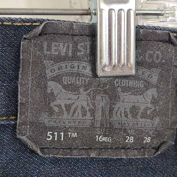 LEVI'S 511 Slim Fit Blue Jeans Distressed Stretch Denim Boys 16 Regular 28x28 - Picture 6 of 9